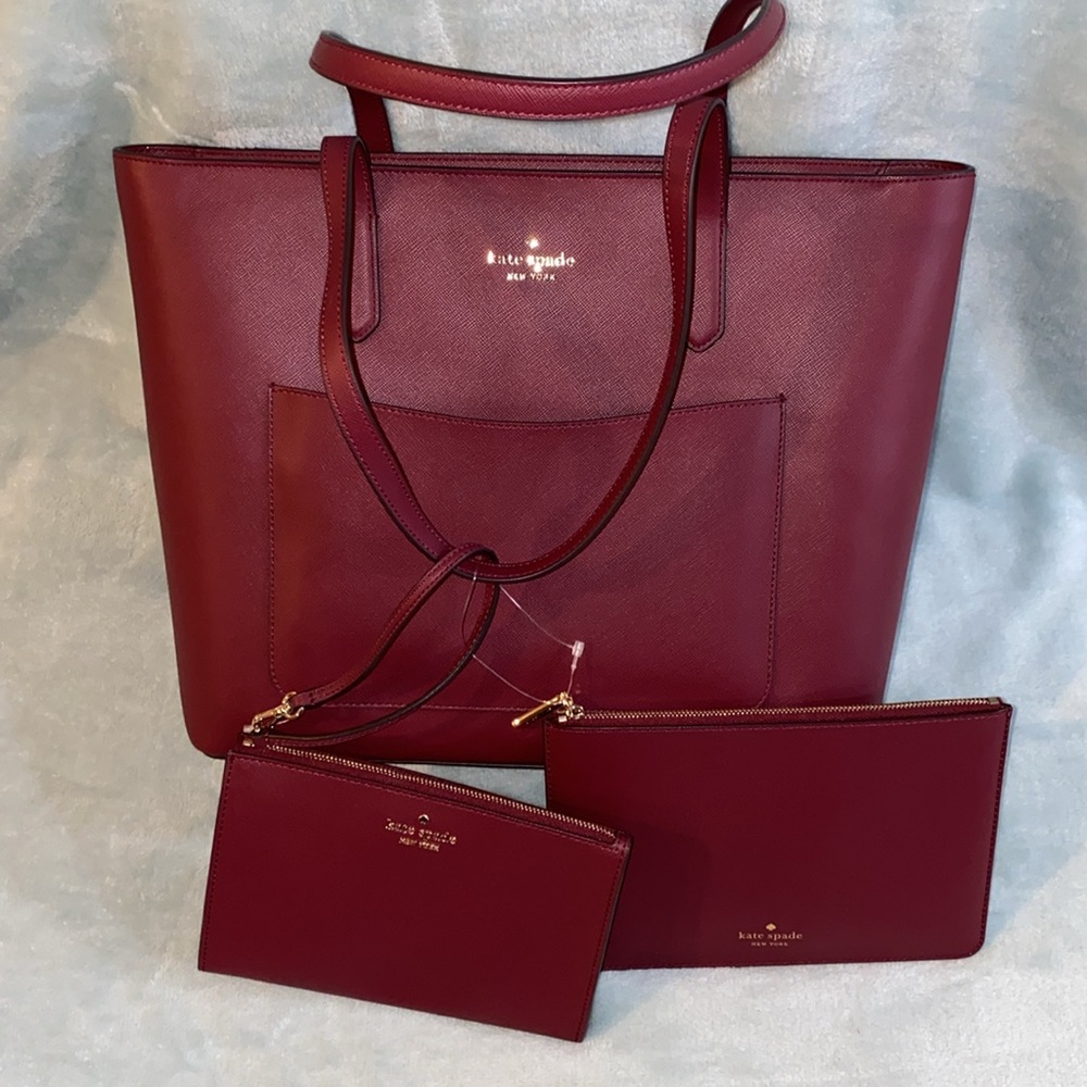 🤩BEAUTIFUL KATE SPADE ♠️ Staci pvc large tote set - Picture 1 of 16